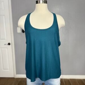 Fabletics Whisper Racerback Tank, Green Abyss Heather, M